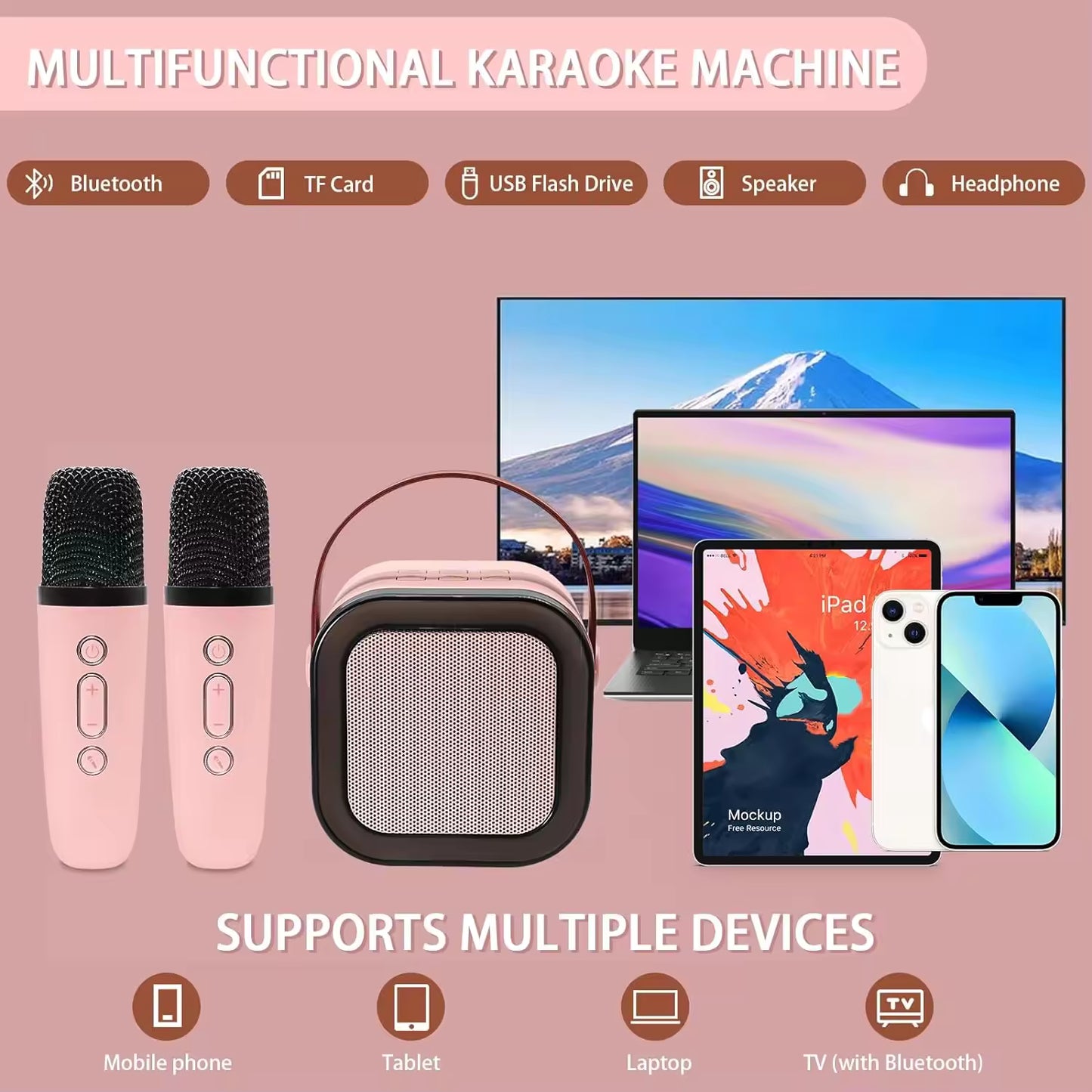Parlante karaoke con 2 microfonos