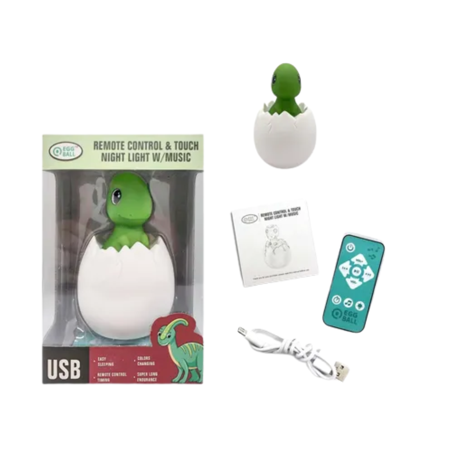 Lámpara De Dinosaurio Verde Led Recargab